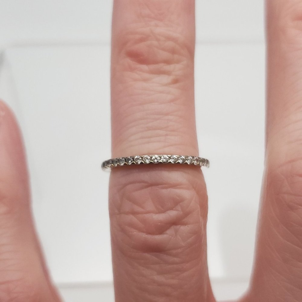 Size 5 925 Sterling Silver Thin Cute Cubic Zirconia Ring